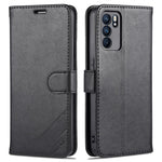 AZNS Full Protection Wallet Stand PU Leather Coated TPU Phone Case for Oppo Reno6 5G