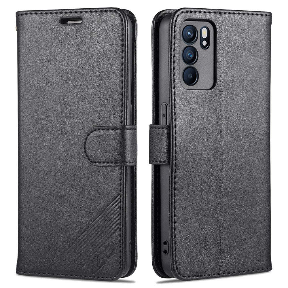 AZNS Full Protection Wallet Stand PU Leather Coated TPU Phone Case for Oppo Reno6 5G