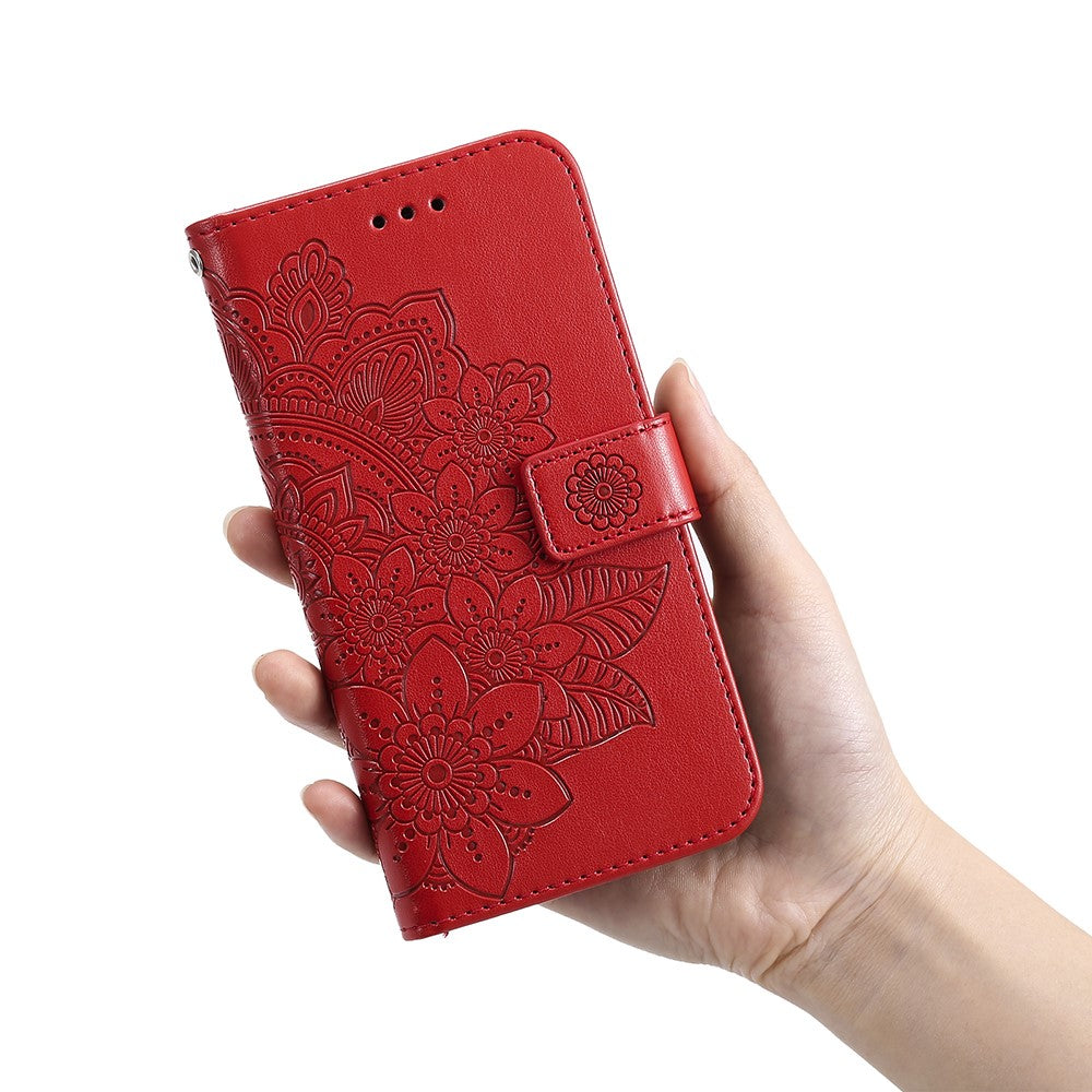 PU Leather Imprint Flowers Pattern Wallet Phone Stand Case with Lanyard for Oppo A93 5G (Chinese Version)/A74 5G/A54 5G
