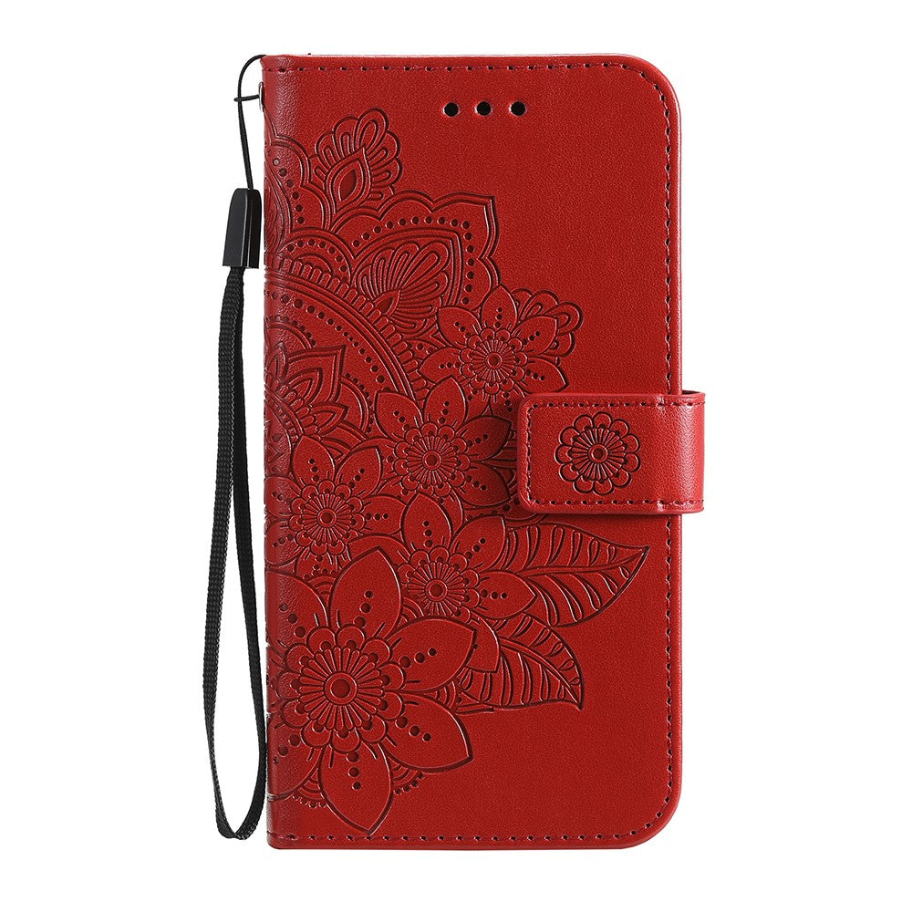 PU Leather Imprint Flowers Pattern Wallet Phone Stand Case with Lanyard for Oppo A93 5G (Chinese Version)/A74 5G/A54 5G