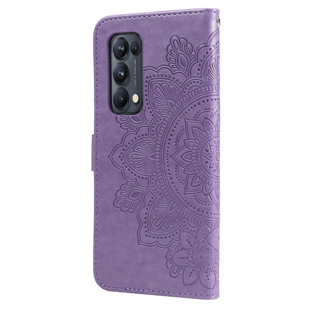 Plånboksfodral i PU-läder med tryck och snodd för Oppo Find X3 Neo/Reno5 Pro+ 5G
