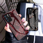Marbling Pattern Tempered Glass Shock-Proof Cell Phone Cover for Oppo Reno6 5G