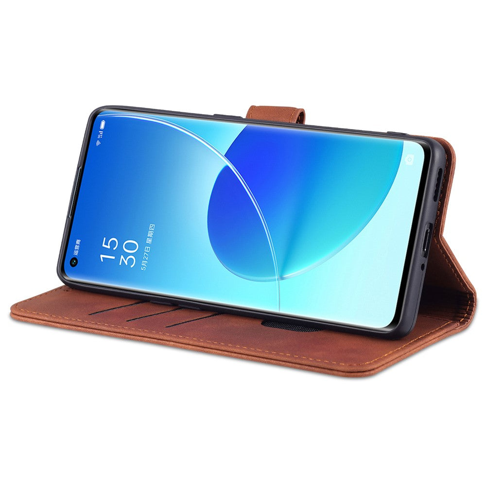 AZNS PU Leather Wallet Stand Case Phone Protective Cover for Oppo Reno6 Pro 5G (MediaTek)