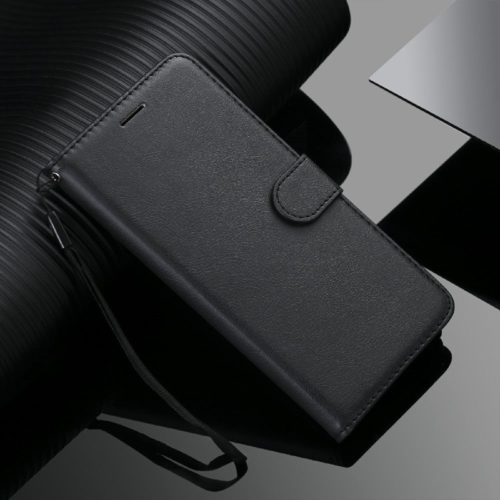 For Oppo Reno6 5G Case Solid Color Leather Mobile Cover Wallet Stand with Strap