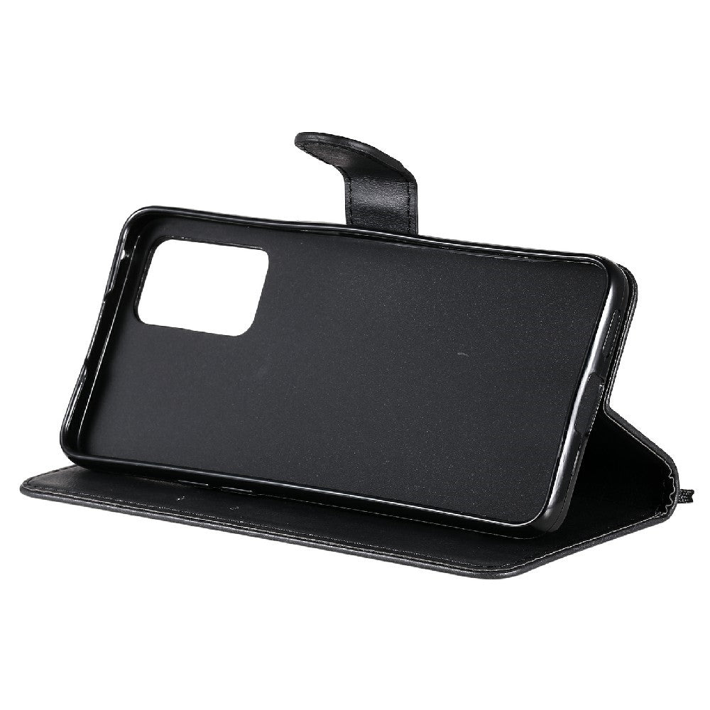 For Oppo Reno6 5G Case Solid Color Leather Mobile Cover Wallet Stand with Strap