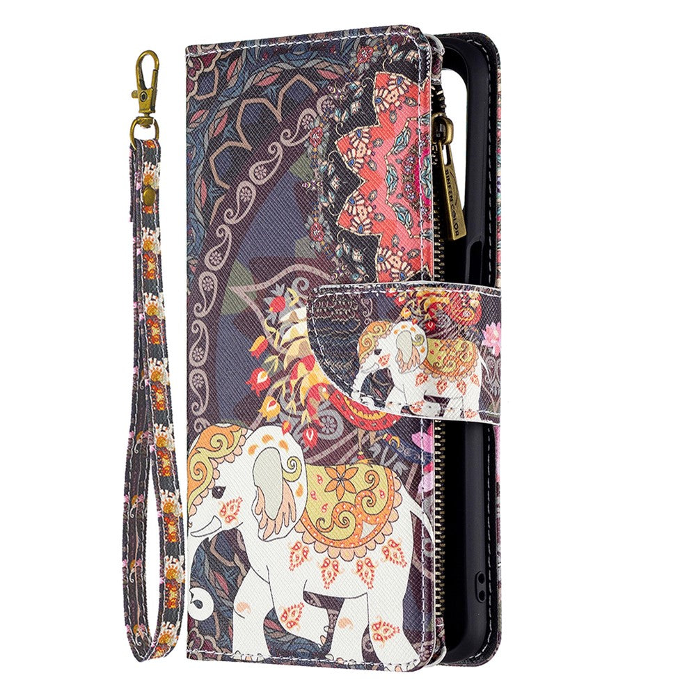 Zippered Wallet Design BF03 Pattern Printing Leather Stand Phone Cover for Oppo A74 5G / A93 5G / A54 5G