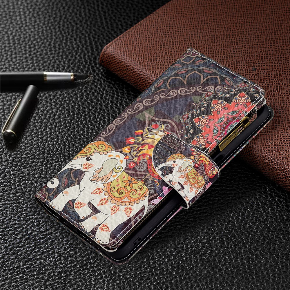 Zippered Wallet Design BF03 Pattern Printing Leather Stand Phone Cover for Oppo A74 5G / A93 5G / A54 5G