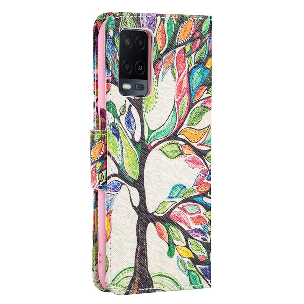 Wallet Design Drop-Resistant Pattern Printing Magnetic Leather Case with Adjustable Stand for Oppo A54 4G / A54s / A16 / A16s / A55 5G