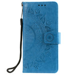 PU Leather Imprinted Mandala Pattern Wallet Stand Case with Strap for Oppo Reno6 Pro 5G (MediaTek)