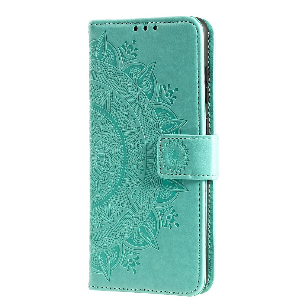 Phone Case Cover PU Leather Imprinted Mandala Pattern Wallet Stand Case for Oppo Reno6 5G