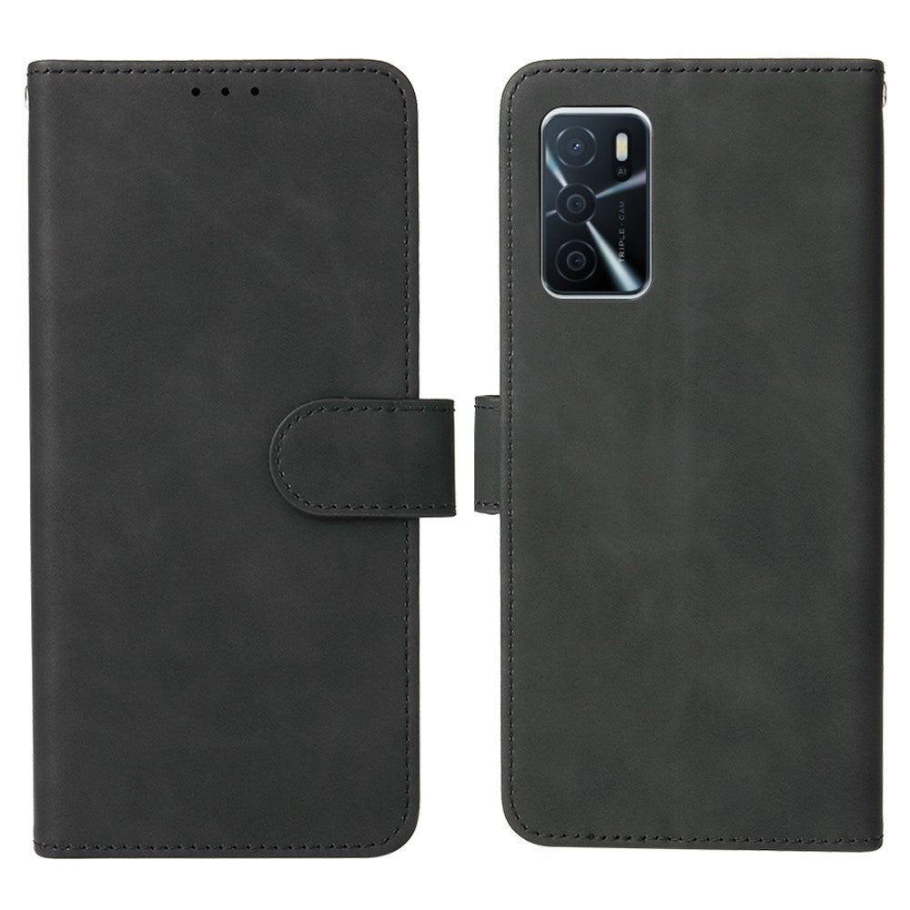 Skin-Touch PU-læder flip-folio-stander magnetisk suge stærk lukning pung telefonetui til Oppo A16 / A53s 5G / A55 5G