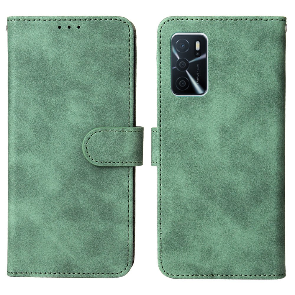 Skin-Touch PU-læder flip-folio-stander magnetisk suge stærk lukning pung telefonetui til Oppo A16 / A53s 5G / A55 5G
