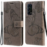 Oppo Reno5 4G / 5G / Reno5 K / Find X3 Lite Plånboksfodral Läderfodral med Blommigt Fjärilstryck och Stativ