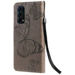 Oppo Reno5 4G / 5G / Reno5 K / Find X3 Lite Plånboksfodral Läderfodral med Blommigt Fjärilstryck och Stativ