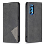 Oppo Reno5 4G / Reno5 5G / Reno5 K / Find X3 Lite Rhombus-liknande präglad läderfodral med korthållardesign
