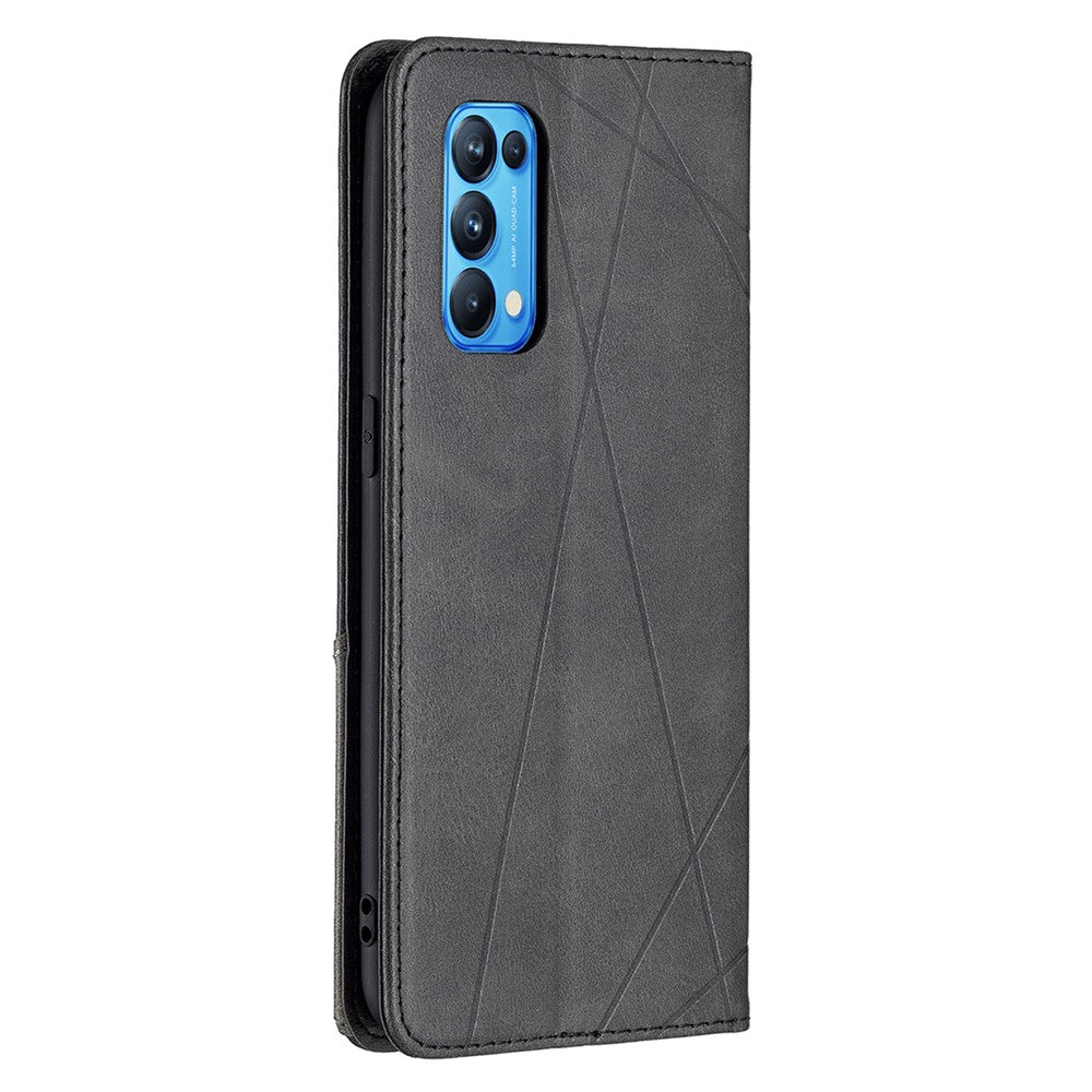 Oppo Reno5 4G / Reno5 5G / Reno5 K / Find X3 Lite Rhombus-liknande präglad läderfodral med korthållardesign
