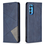 Oppo Reno5 4G / Reno5 5G / Reno5 K / Find X3 Lite Rhombus-liknande präglad läderfodral med korthållardesign