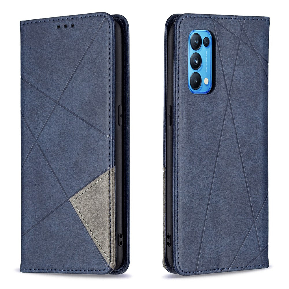 Oppo Reno5 4G / Reno5 5G / Reno5 K / Find X3 Lite Rhombus-liknande präglad läderfodral med korthållardesign