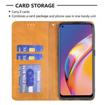 Oppo A94 5G / F19 Pro+ 5G / A95 5G / Reno5 Z Korthållare Design Stark Magnet Rombliknande Prägling Läderfodral Skal