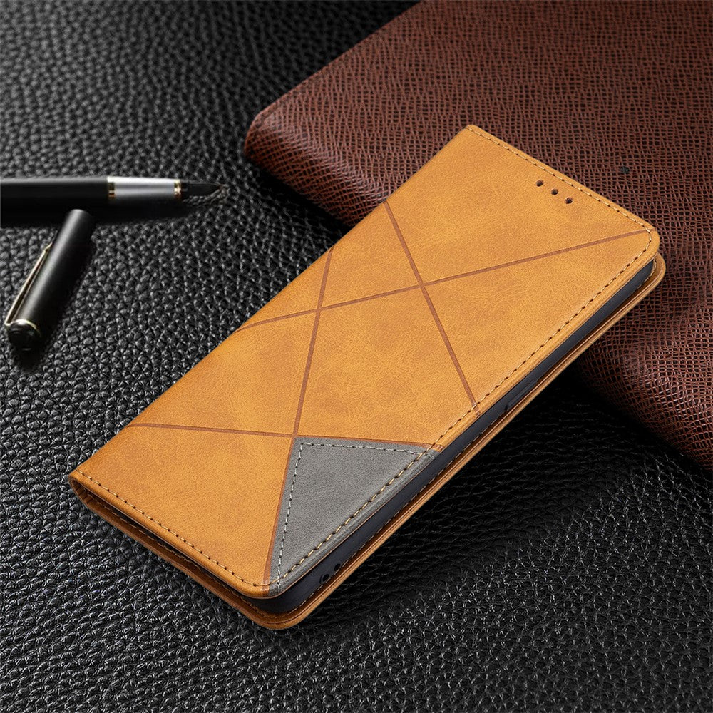 For Oppo A94 5G / F19 Pro+ 5G / A95 5G / Reno5 Z Card Holder Design Strong Magnet Rhombus-Like Imprinting Leather Stand Case Shell