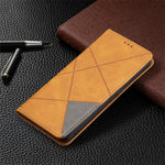 Oppo A94 5G / F19 Pro+ 5G / A95 5G / Reno5 Z Korthållare Design Stark Magnet Rombliknande Prägling Läderfodral Skal