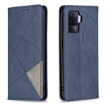 Oppo A94 5G / F19 Pro+ 5G / A95 5G / Reno5 Z Korthållare Design Stark Magnet Rombliknande Prägling Läderfodral Skal