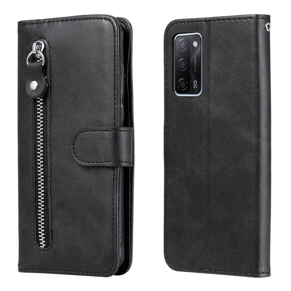 Fuld beskyttelse lynlåslomme læderetui mobiltelefoncover til Oppo A16/A16s/A54s/A55 5G/A54 4G