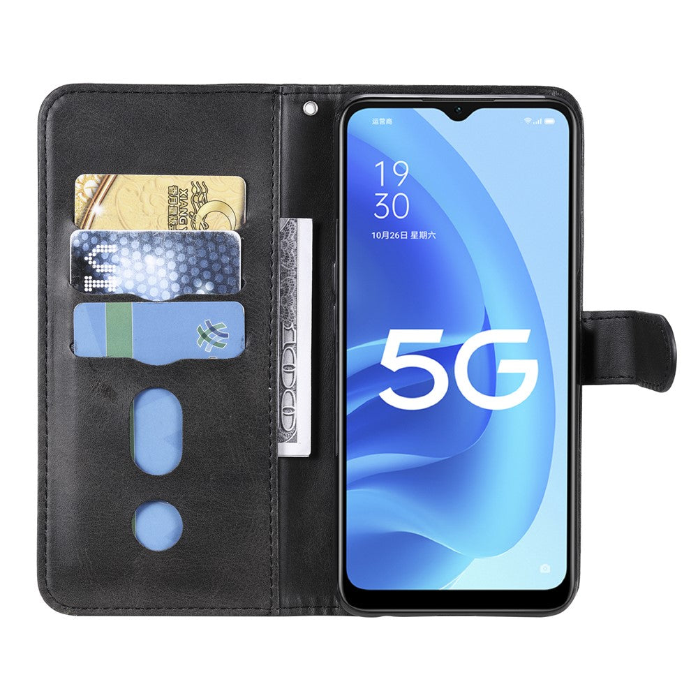 Fuld beskyttelse lynlåslomme læderetui mobiltelefoncover til Oppo A16/A16s/A54s/A55 5G/A54 4G