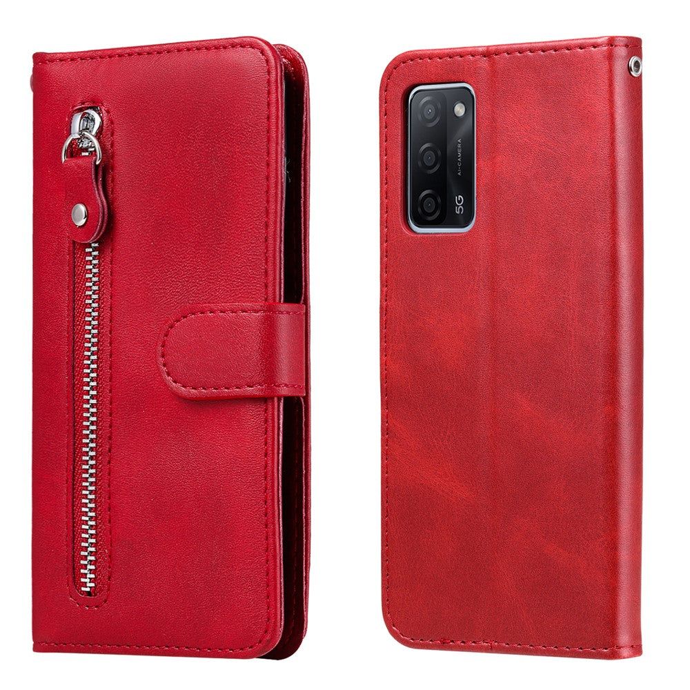 Fuld beskyttelse lynlåslomme læderetui mobiltelefoncover til Oppo A16/A16s/A54s/A55 5G/A54 4G