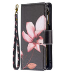 Pattern Printing PU Leather Wallet Shockproof Flip Cover Zipper Pocket Case with Stand and Strap for Oppo A16 / A16s / A54s