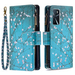 Pattern Printing PU Leather Wallet Shockproof Flip Cover Zipper Pocket Case with Stand and Strap for Oppo A16 / A16s / A54s