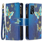 Pattern Printing PU Leather Wallet Shockproof Flip Cover Zipper Pocket Case with Stand and Strap for Oppo A16 / A16s / A54s