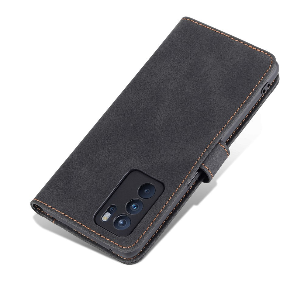AZNS Fully-Wrapped Soft TPU Inner Shell + Leather Phone Cover Case for Oppo Reno6 5G