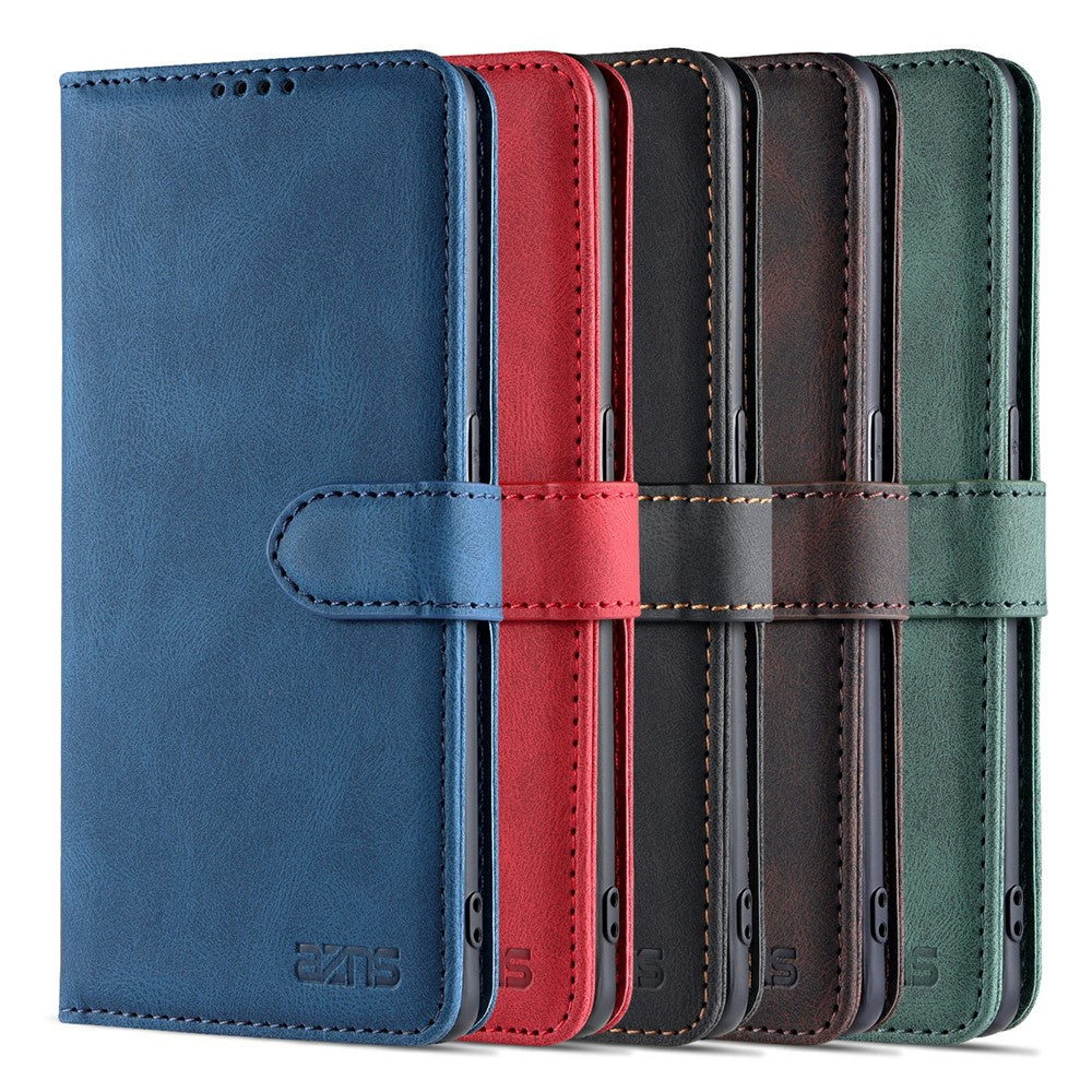 AZNS Fully-Wrapped Soft TPU Inner Shell + Leather Phone Cover Case for Oppo Reno6 5G