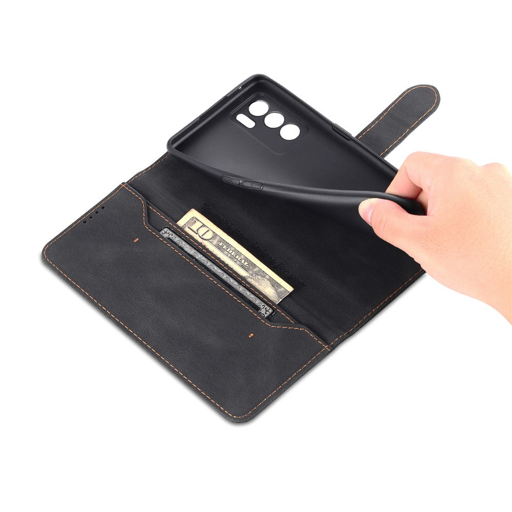 AZNS Fully-Wrapped Soft TPU Inner Shell + Leather Phone Cover Case for Oppo Reno6 5G