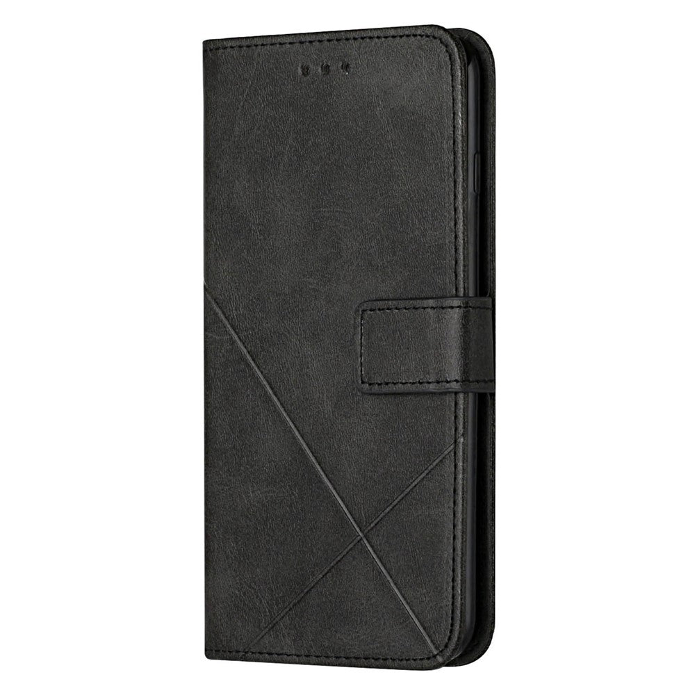 Stripe Design Leather Solid Color Magnetic Clasp Wallet Stand Phone Shell Case for Oppo A16 / A16s / A54s