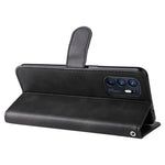 PU Leather Phone Case Zipper Pocket Design Wallet Stand Anti-Collision Phone Case for Oppo Reno6 4G