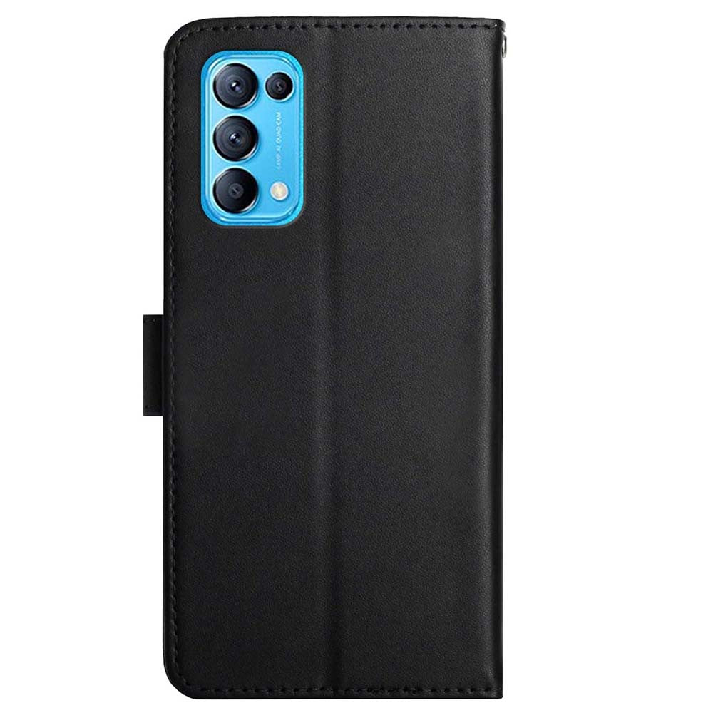 Oppo Find X3 Lite/Reno5 K/Reno5 4G/5G Nappatextur Enfärgad Horisontellt Stativ Plånboksfodral i äkta läder Ytterskal + Mjukt TPU Innerskal