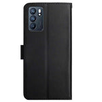 Nappa Texture Genuine Leather Outer Cover + Soft TPU Inner Shell Solid Color Stand Wallet Case for Oppo Reno6 5G
