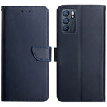 Nappa Texture Genuine Leather Outer Cover + Soft TPU Inner Shell Solid Color Stand Wallet Case for Oppo Reno6 5G