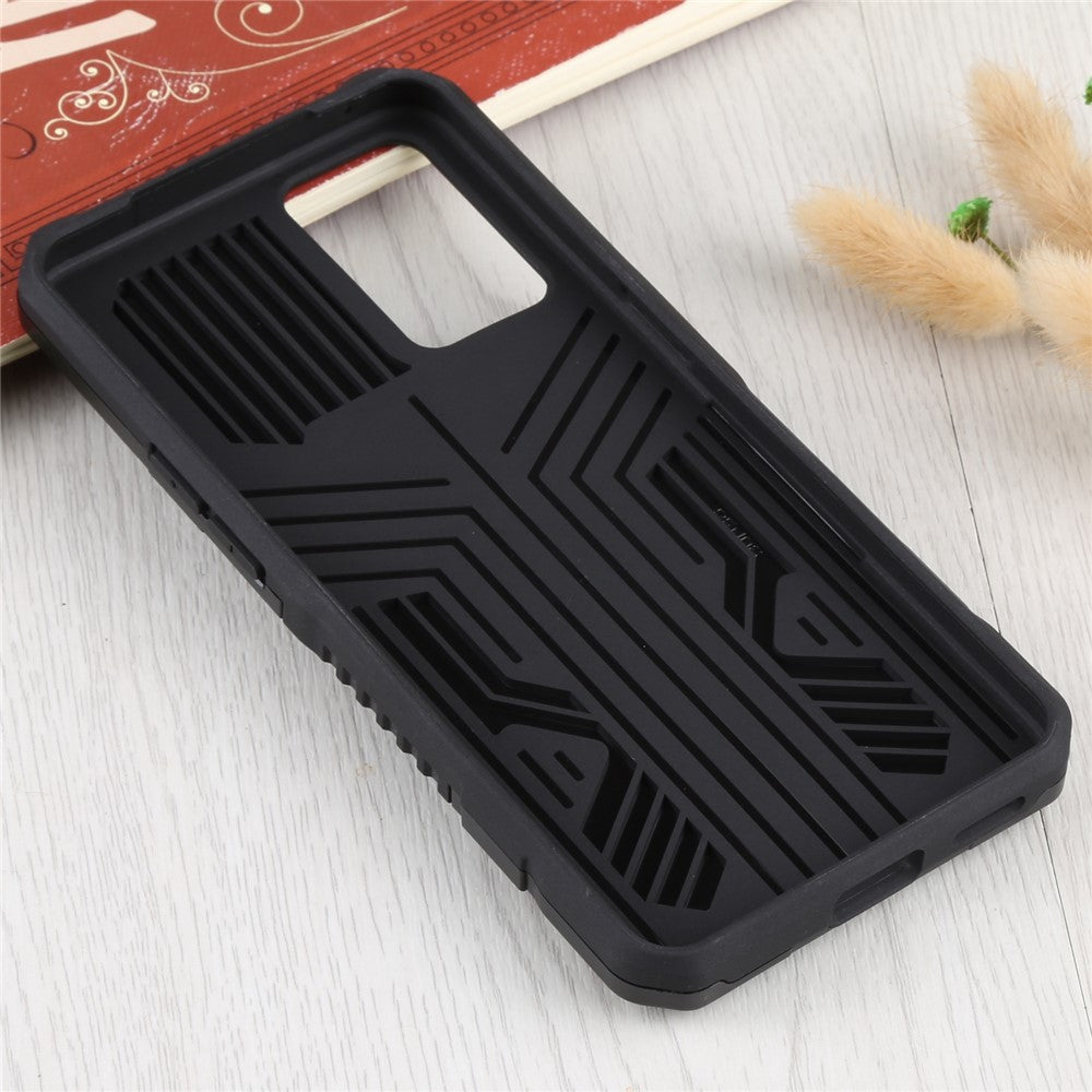 Fallsäkert stativdesign med PC + TPU-mobilskal med inbyggd magnetisk absorberad metallplatta för Oppo Reno6 5G
