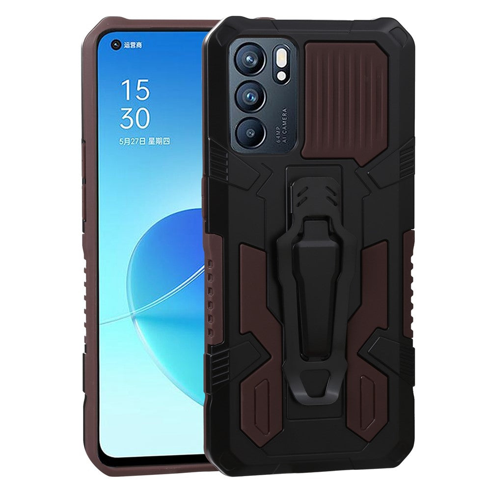 Fallsäkert stativdesign med PC + TPU-mobilskal med inbyggd magnetisk absorberad metallplatta för Oppo Reno6 5G