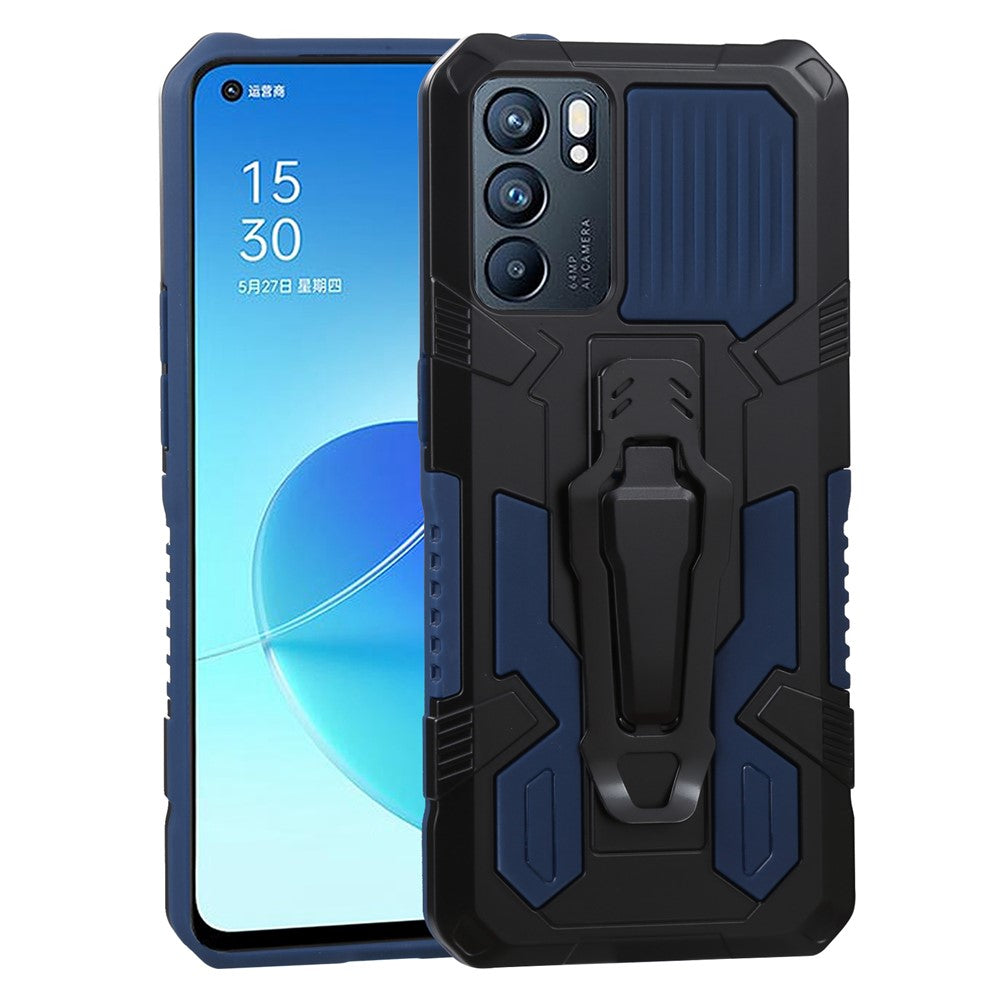 Fallsäkert stativdesign med PC + TPU-mobilskal med inbyggd magnetisk absorberad metallplatta för Oppo Reno6 5G