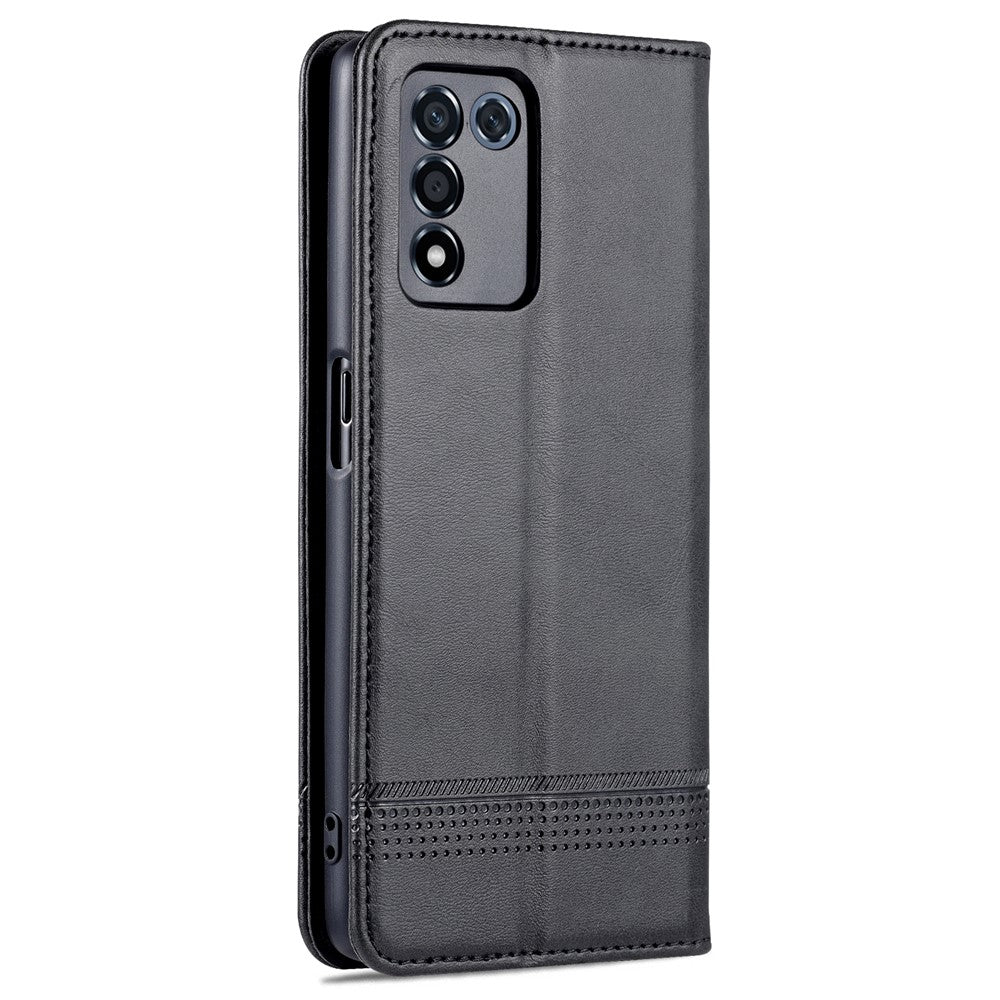 AZNS Velbeskyttet Auto-absorberende Etui Pung Design Stødsikkert PU-læder Telefon Stand Cover til Oppo K9s/Realme Q3s