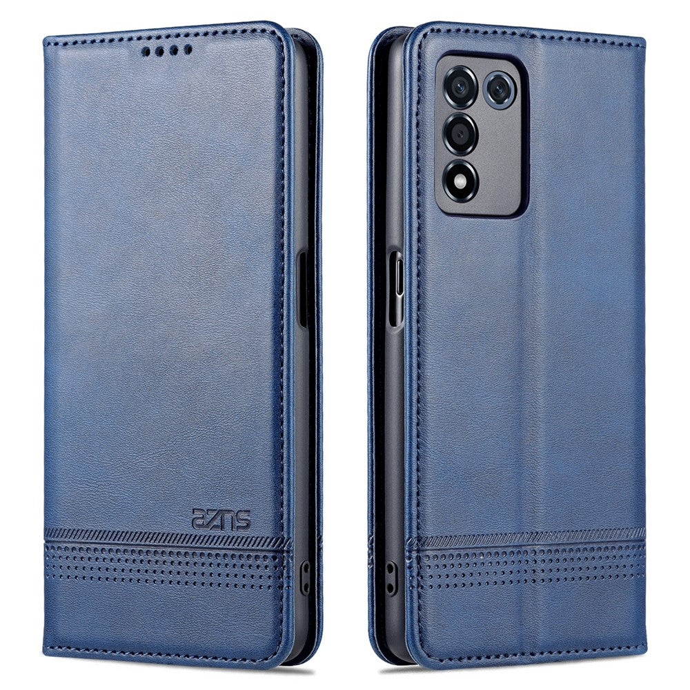 AZNS Velbeskyttet Auto-absorberende Etui Pung Design Stødsikkert PU-læder Telefon Stand Cover til Oppo K9s/Realme Q3s
