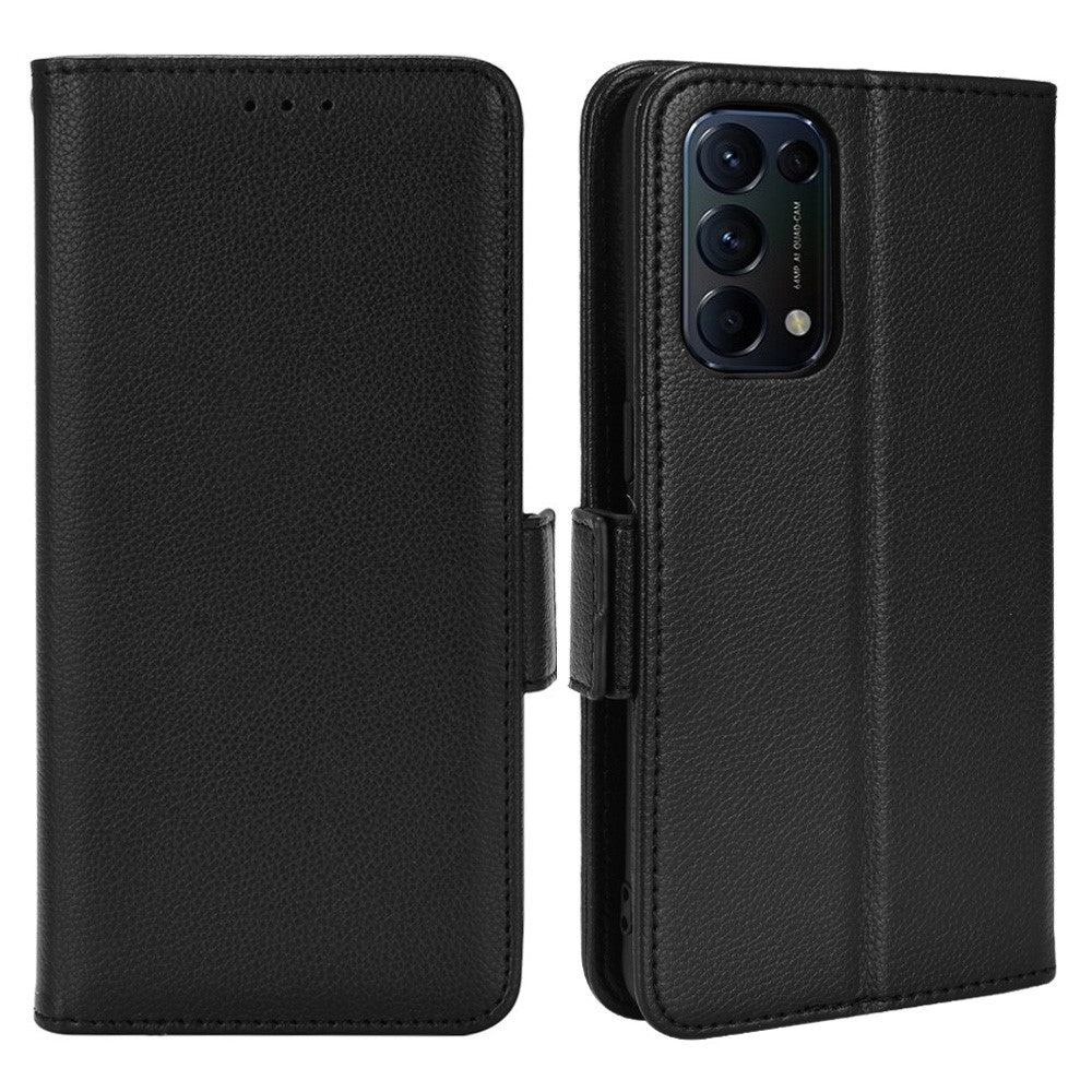 PU-läder + TPU-mobilskal med stativ, plånboksfunktion, litchitextur, skal för Oppo Reno5 4G/5G/Reno5 K/Find X3 Lite