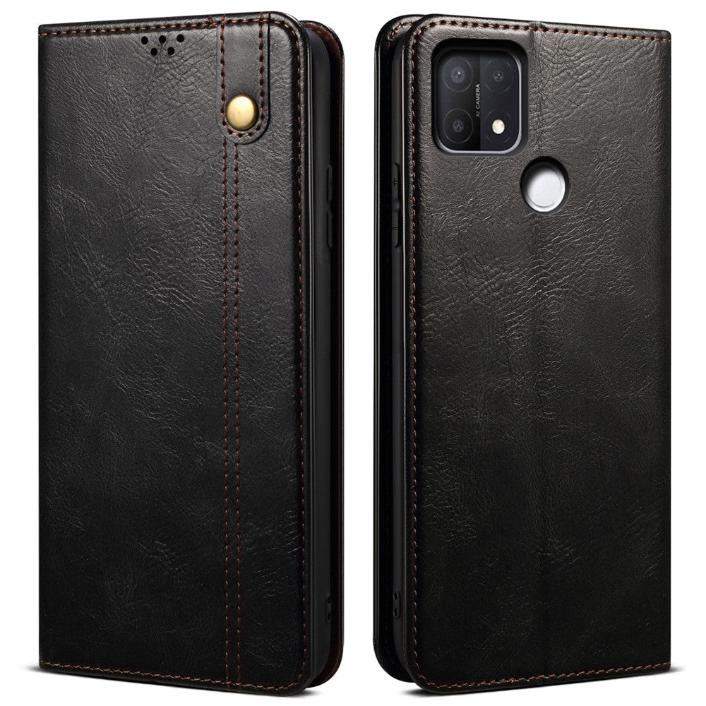 Magnetisk Absorption Vokset Crazy Horse Tekstur PU Læder Pung Etui Stativ Telefoncover til Oppo A35/A15/A15s