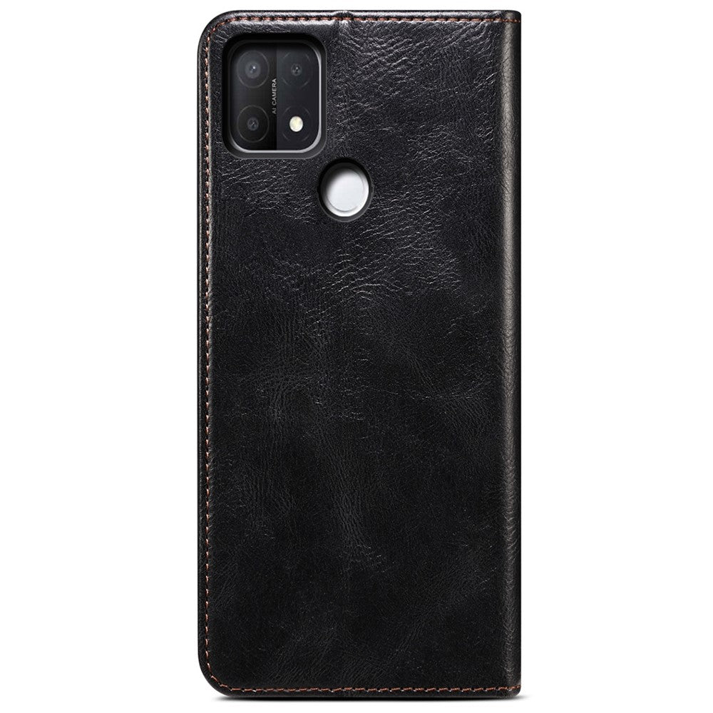 Magnetic Absorption Waxy Crazy Horse Texture PU Leather Wallet Case Stand Phone Cover for Oppo A35/A15/A15s