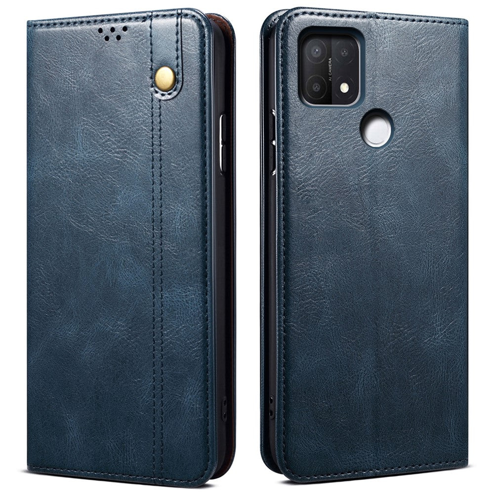 Magnetisk Absorption Vokset Crazy Horse Tekstur PU Læder Pung Etui Stativ Telefoncover til Oppo A35/A15/A15s