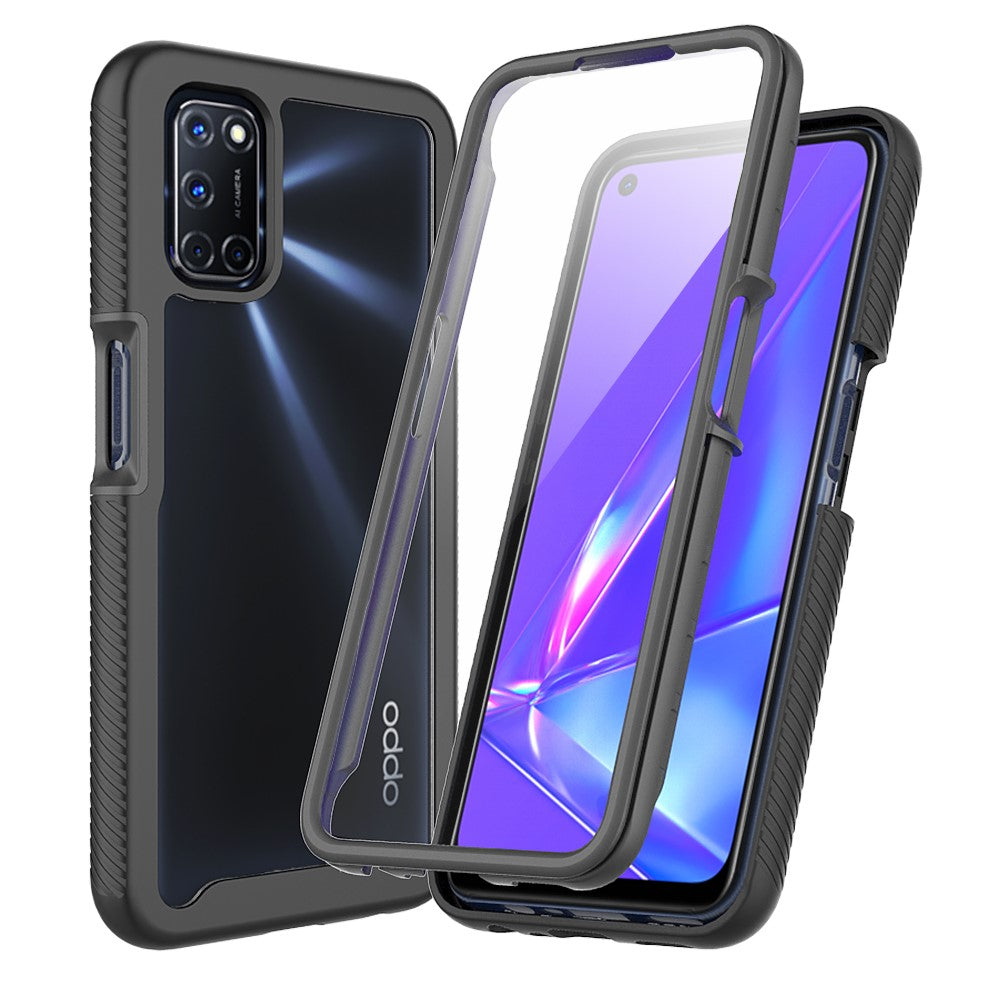 Anti-fall PC+TPU Hybrid Phone Case Built-in with PET Screen Protector for Oppo A52/A72/A92